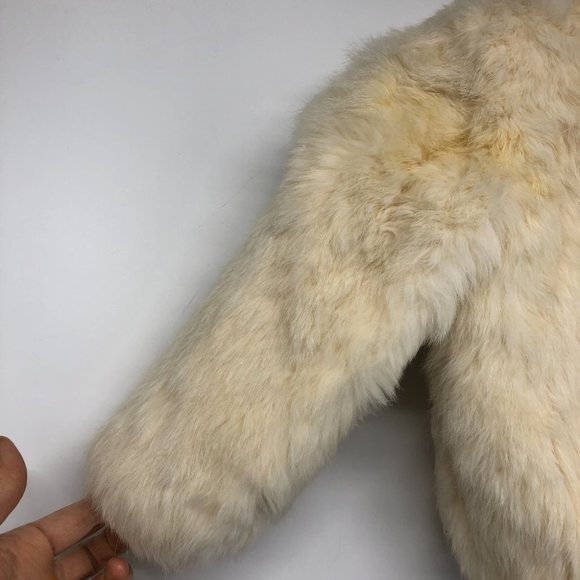 Niki Ivory Off White Vintage Genuine Rabbit Fur Coat kids size 4 - Picture 7 of 16